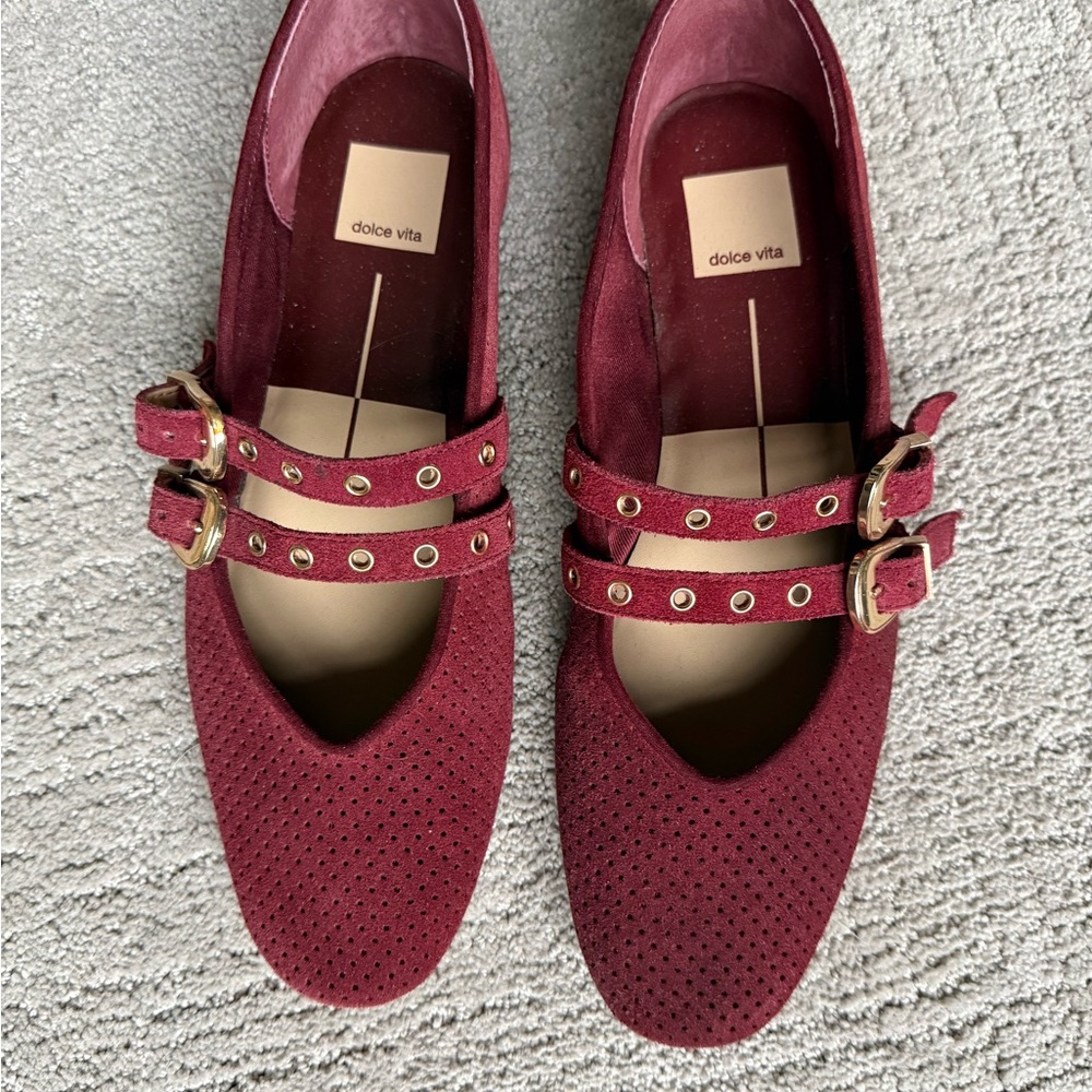 Dolce Vita Women's Double Buckle Burgundy Flats